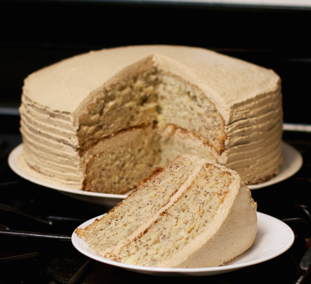 Banana cake with butter cream frosting